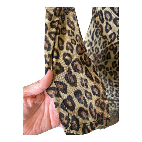 Taylor Stretch Mesh Animal Print Midi Dress Sz 4 Ruched Split - Picture 5 of 7